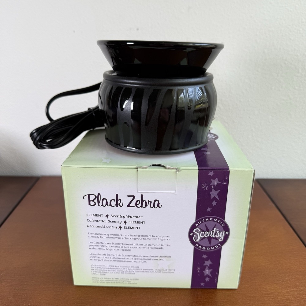 Scentsy Candle Warmer Black Zebra Mini‎ Warmer New Open Box Element
